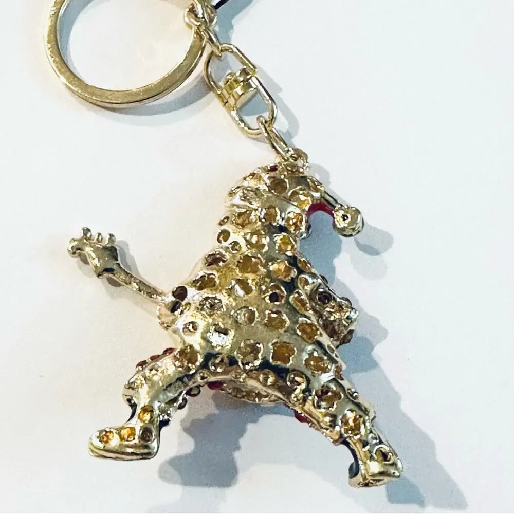 Santa Claus Playing Guitar Metal Keychain Christmas